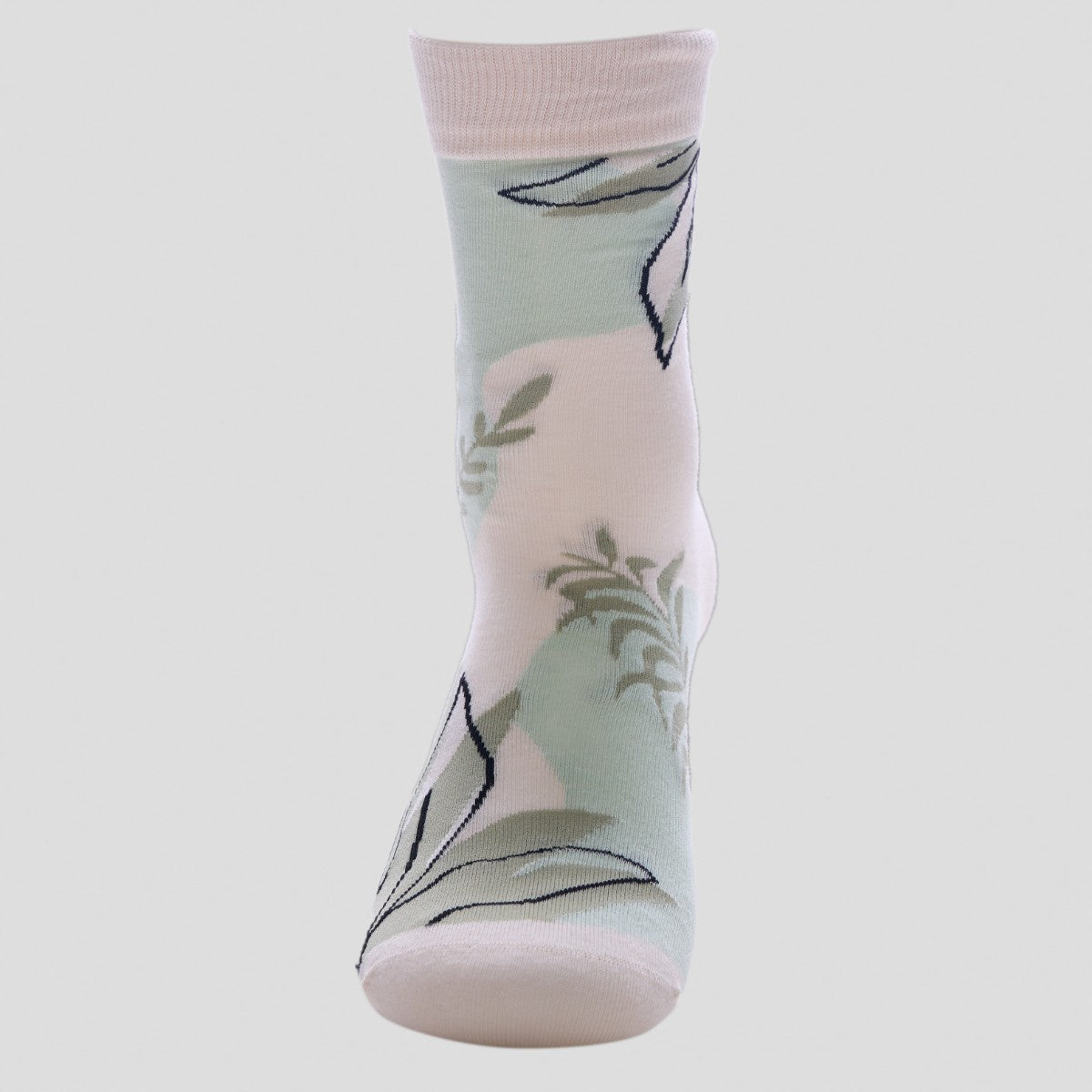 Happy Socks - Pastel Floral Crew Socks with Leaf Pattern