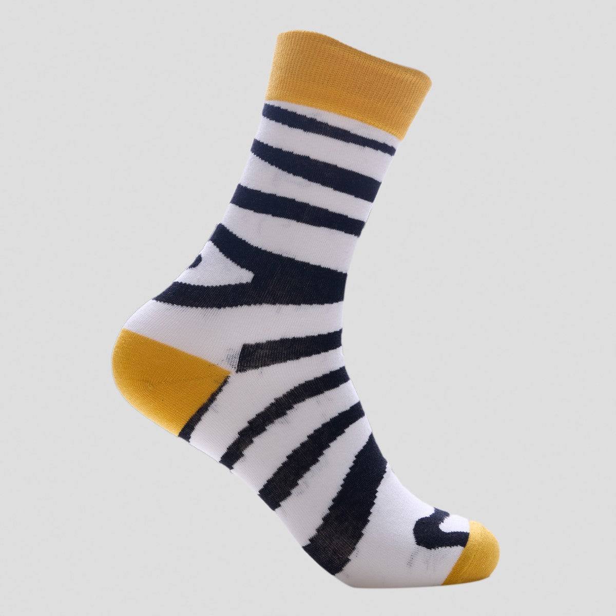 Happy Socks - Zebra Stripe Crew Socks with Yellow Accents