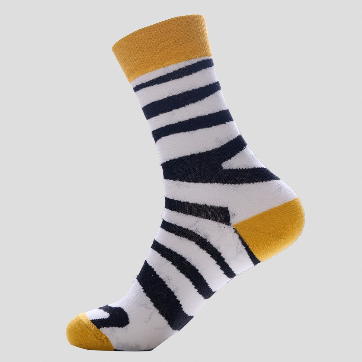 Happy Socks - Zebra Stripe Crew Socks with Yellow Accents