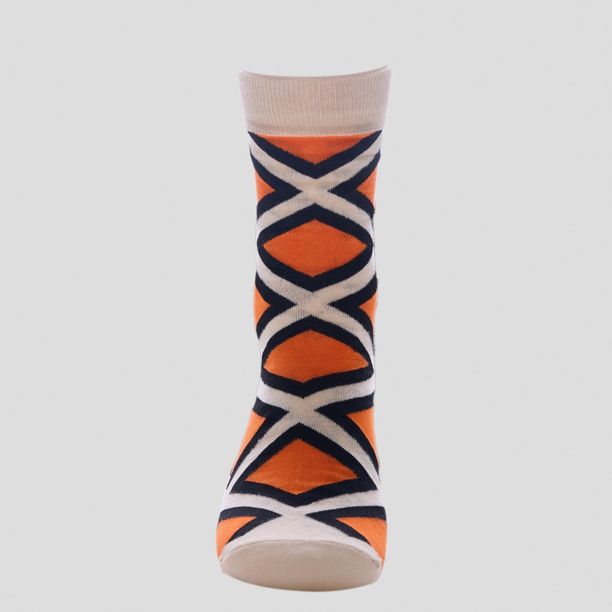 Happy Socks -Orange Geometric Pattern Novelty Crew Socks