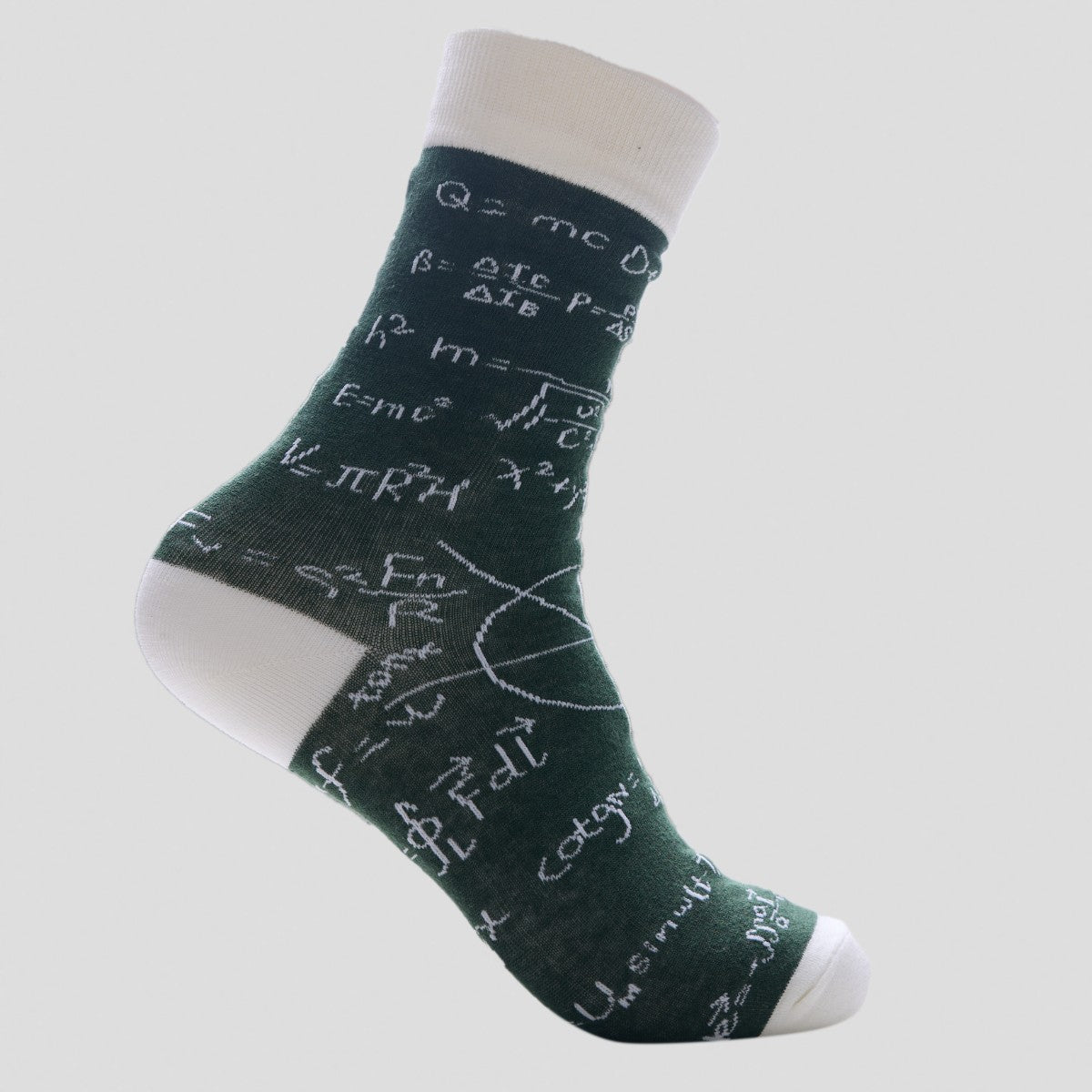 Happy Socks - Math Formula Crew Socks – Green & White Nerdy Style
