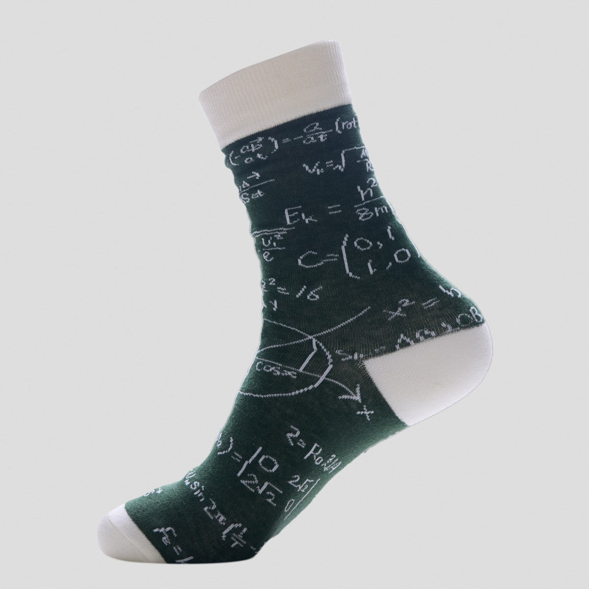 Happy Socks - Math Formula Crew Socks – Green & White Nerdy Style
