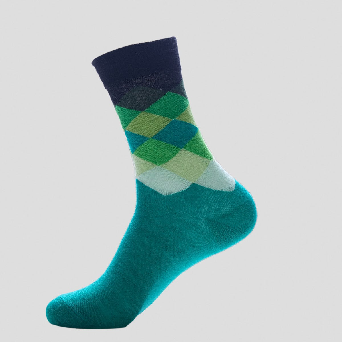 Happy Socks - Green & Blue Argyle Novelty Crew Socks
