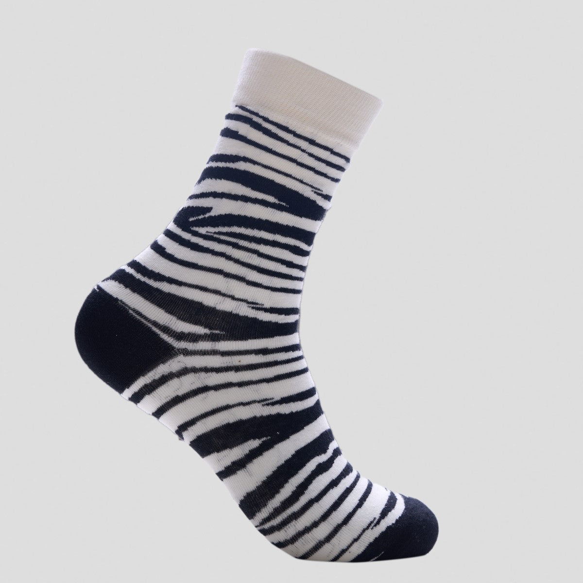Happy Socks - Zebra Stripe Crew Socks – Black & White