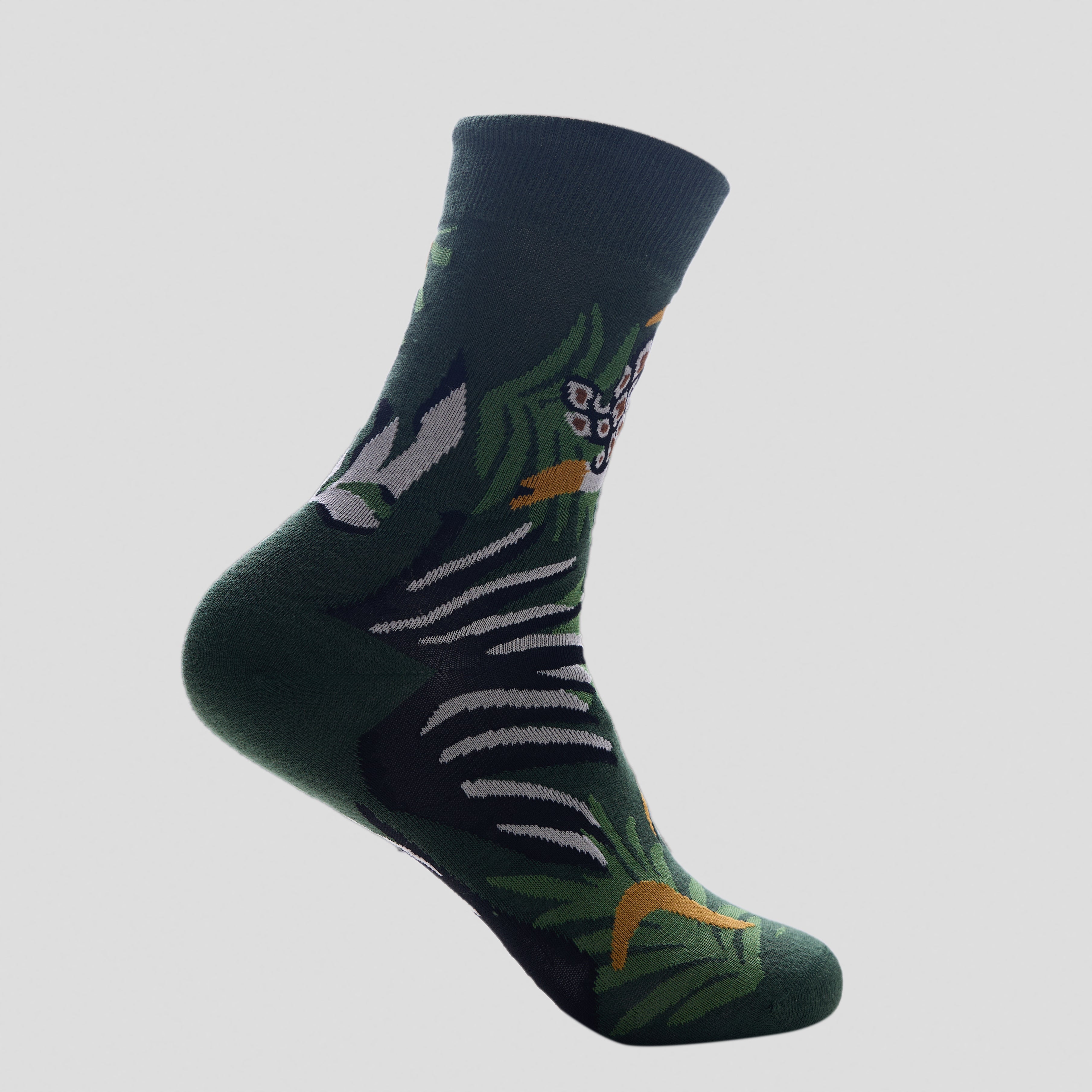 Tropical Jungle Cotton Socks – Dark Green