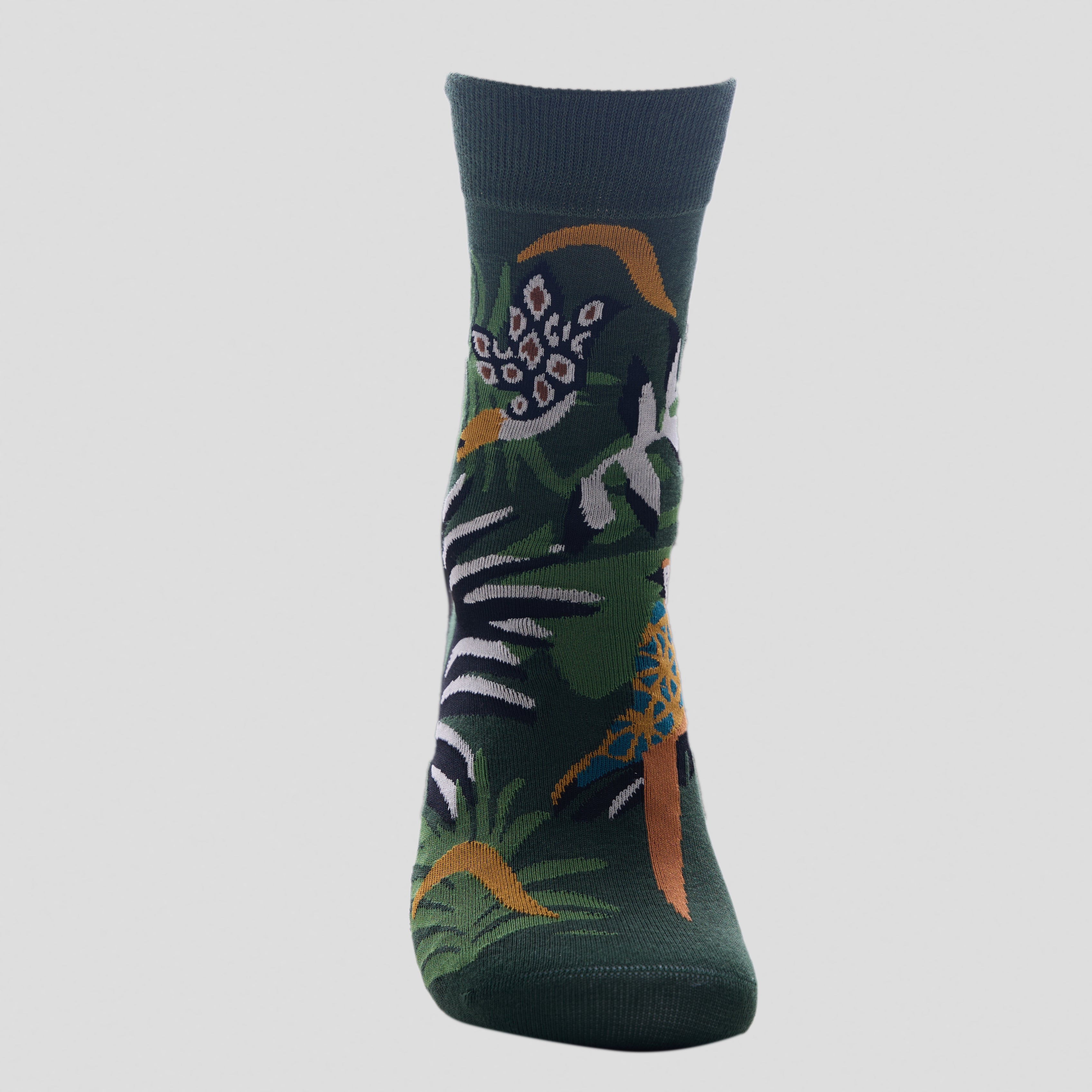 Tropical Jungle Cotton Socks – Dark Green
