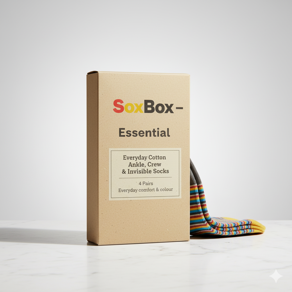 Standard Membership - 4 cotton pairs per month in ankle, crew & invisible. For everyday comfort